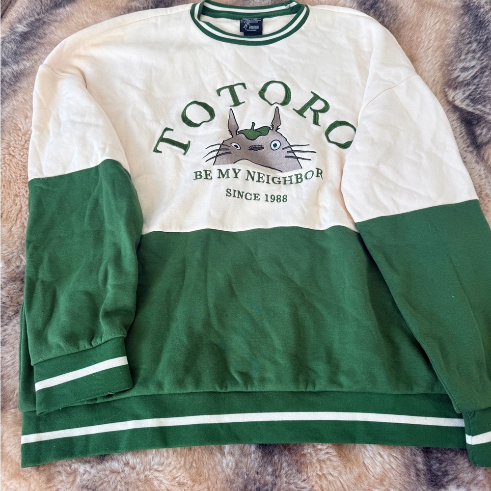 Totoro Green and White Men's Sweater